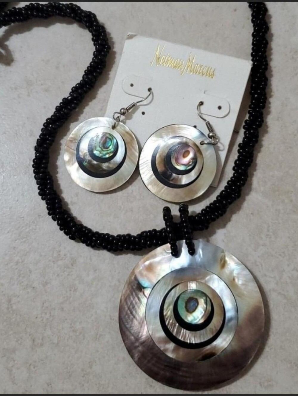 Abalone Shell Necklace & Earrings Set
